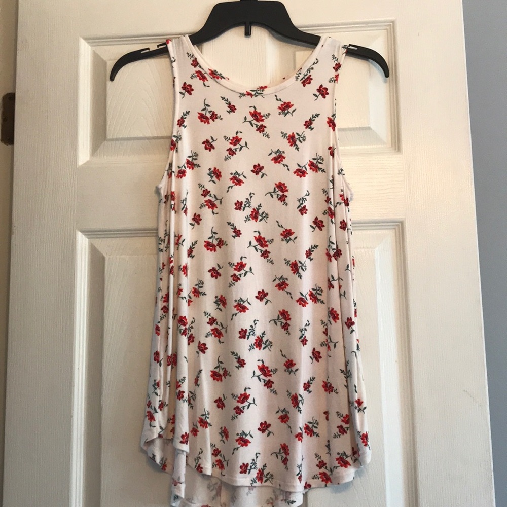White Floral Tank Top